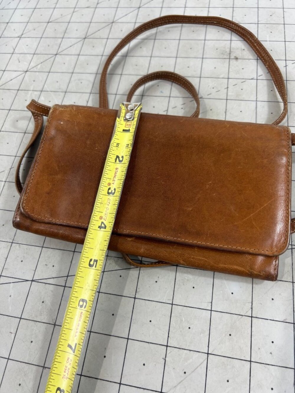 G.H. Bass & Co. Brown Leather Wallet Crossbody Bag Full Grain Leather vintage - Picture 9 of 10